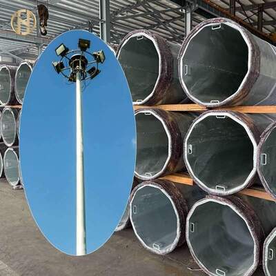 Купить Высокая мачта освещение 25м 30м 35м Высота стальной восьмиугольный оцинкованный световой столб с подъемным снижающим устройством подводные светодиоды online manufacture