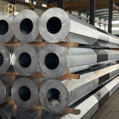 Купить Hot-dip Galvanized Octagonal Steel Power Pole with Circular Anti-sinking Bottom Plate online manufacture